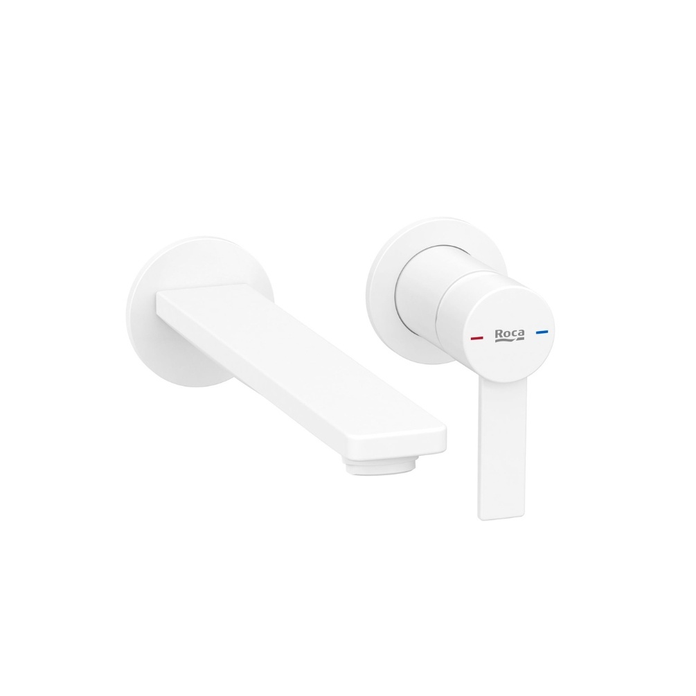 Cut out image of the Roca Targa Matt White Wall Mounted Basin Mixer Tap